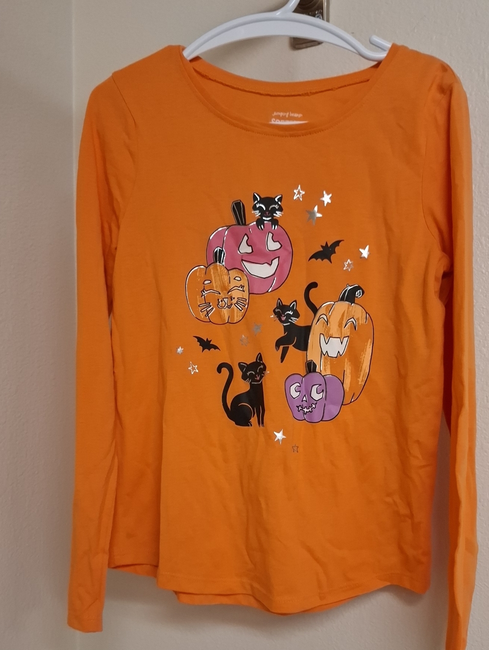 jumping beans Orange Long-Sleeve Halloween Pumpkin & Black Cat Tee
